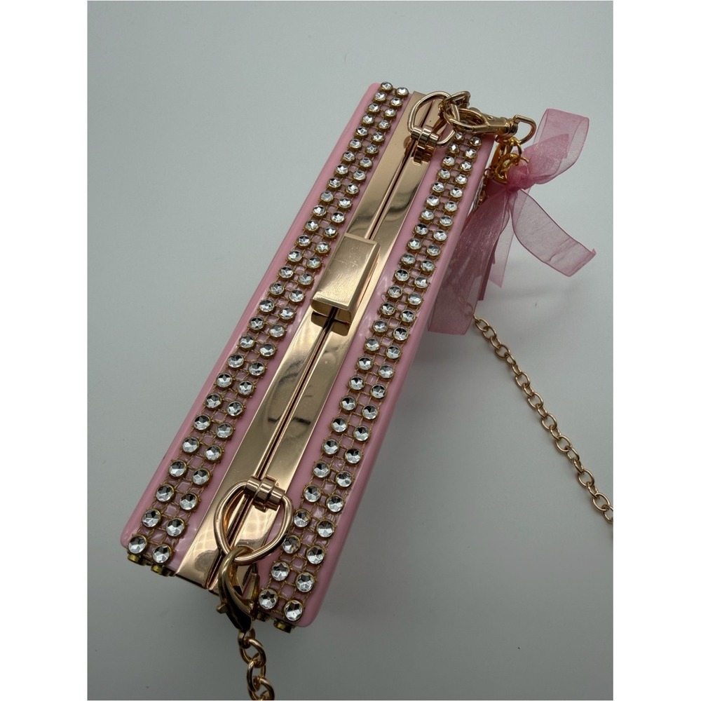 Pink Acrylic Box Crossbody Shoulder Bag Purse - Picture 8 of 9